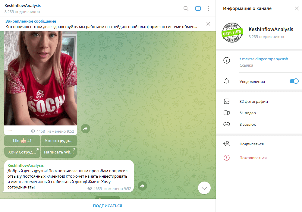 KeshInflowAnalysis проверка на обман, отзывы о ТГ канале