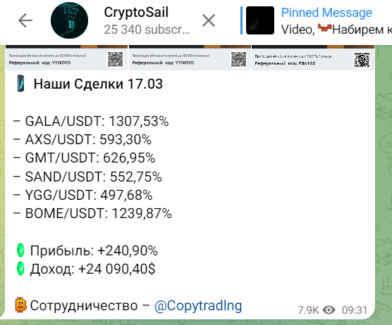 CryptoSail — лохотрон! Честные отзывы о Телеграм канале