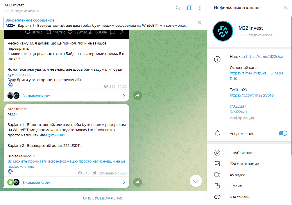 M22 Invest обзор, проверка, отзывы подписчиков о ТГ канале