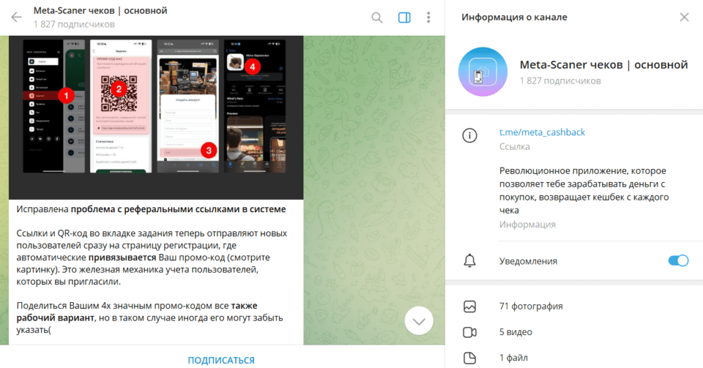 Meta-Scaner чеков | основной: реальные отзывы о ТГ-канале и обзор