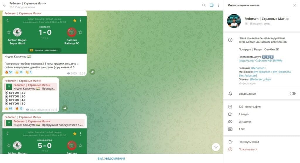 Телеграм Fedorsen | Странные Матчи анализ лохотрона и отзывы подписчиков