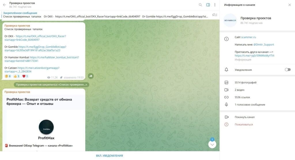 Телеграм канал Проверка проектов отзывы и анализ лохотрона