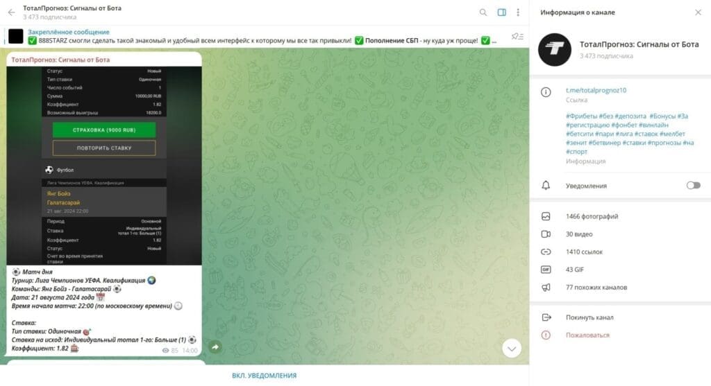 Телеграм ТоталПрогноз: Сигналы от Бота — отзывы клиентов и разоблачение
