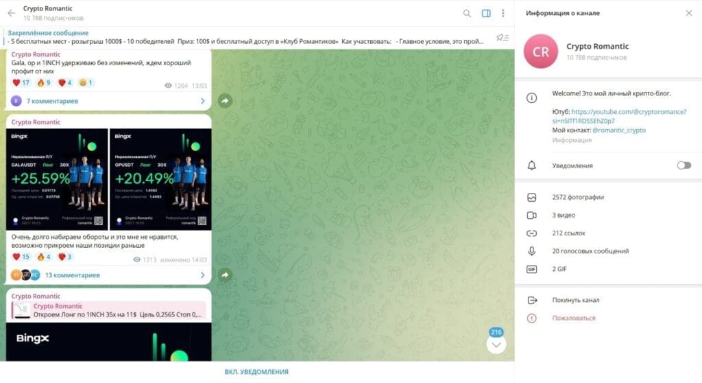 Телеграм Crypto Romantic — отзывы и проверка на честность