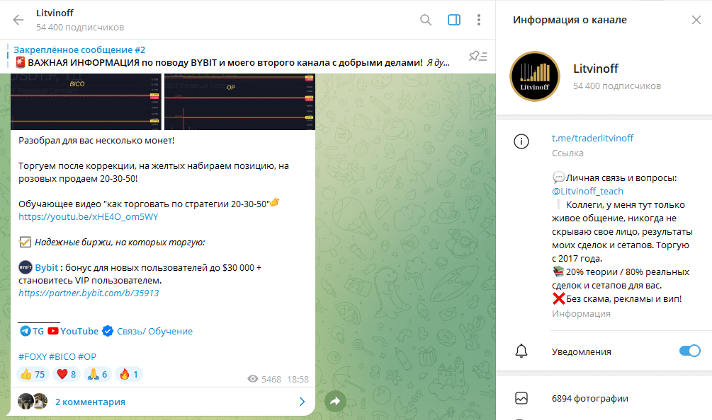 Телеграм канал Litvinoff разбор, реальные отзывы подписчиков