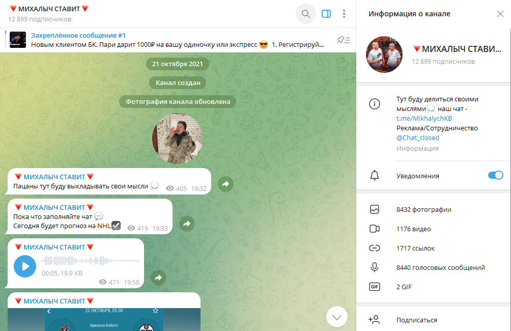 Телеграм канал МИХАЛЫЧ СТАВИТ обзор, отзывы фолловеров