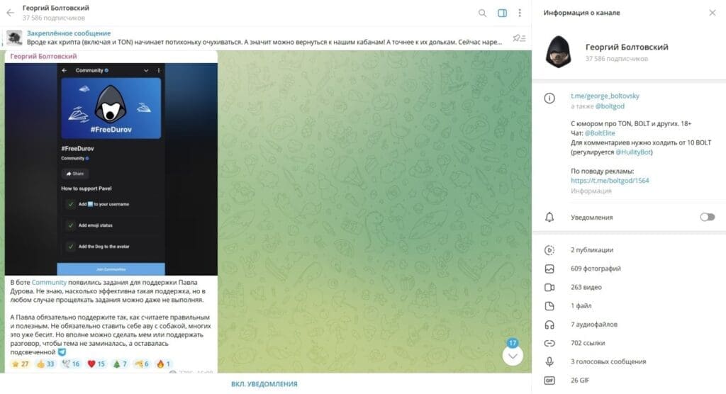 Телеграм канал Георгий Болтовский — обзор и отзывы подписчиков