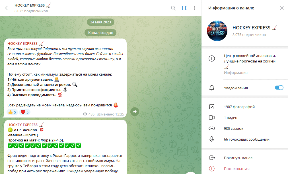 Телеграм канал HOCKEY EXPRESS обзор, разоблачение, реальные отзывы фолловеров