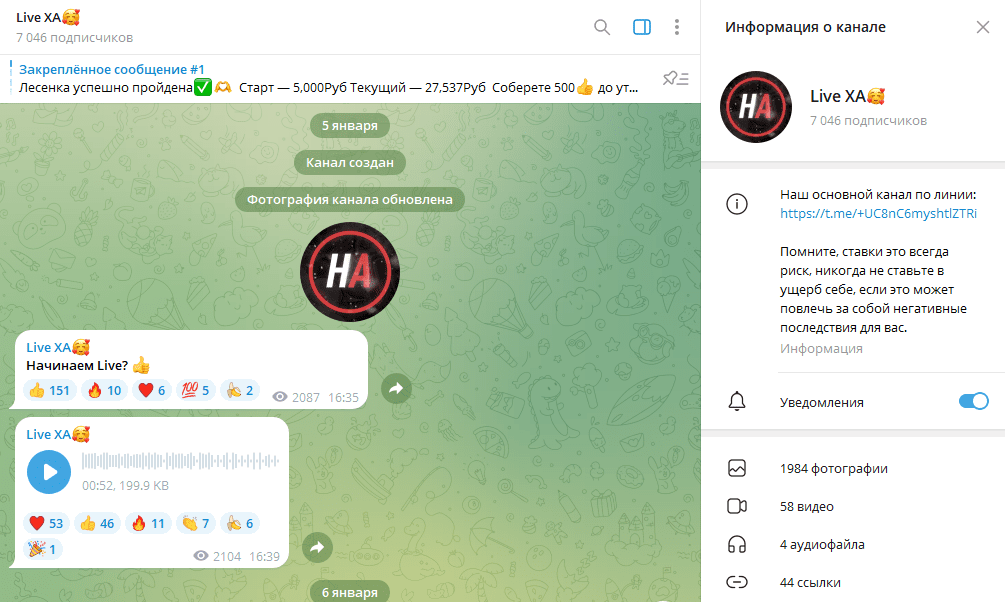 Телеграм канал Live ХА обзор, честные отзывы подписчиков